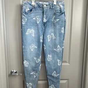 Butterfly Print Blue Jeans
